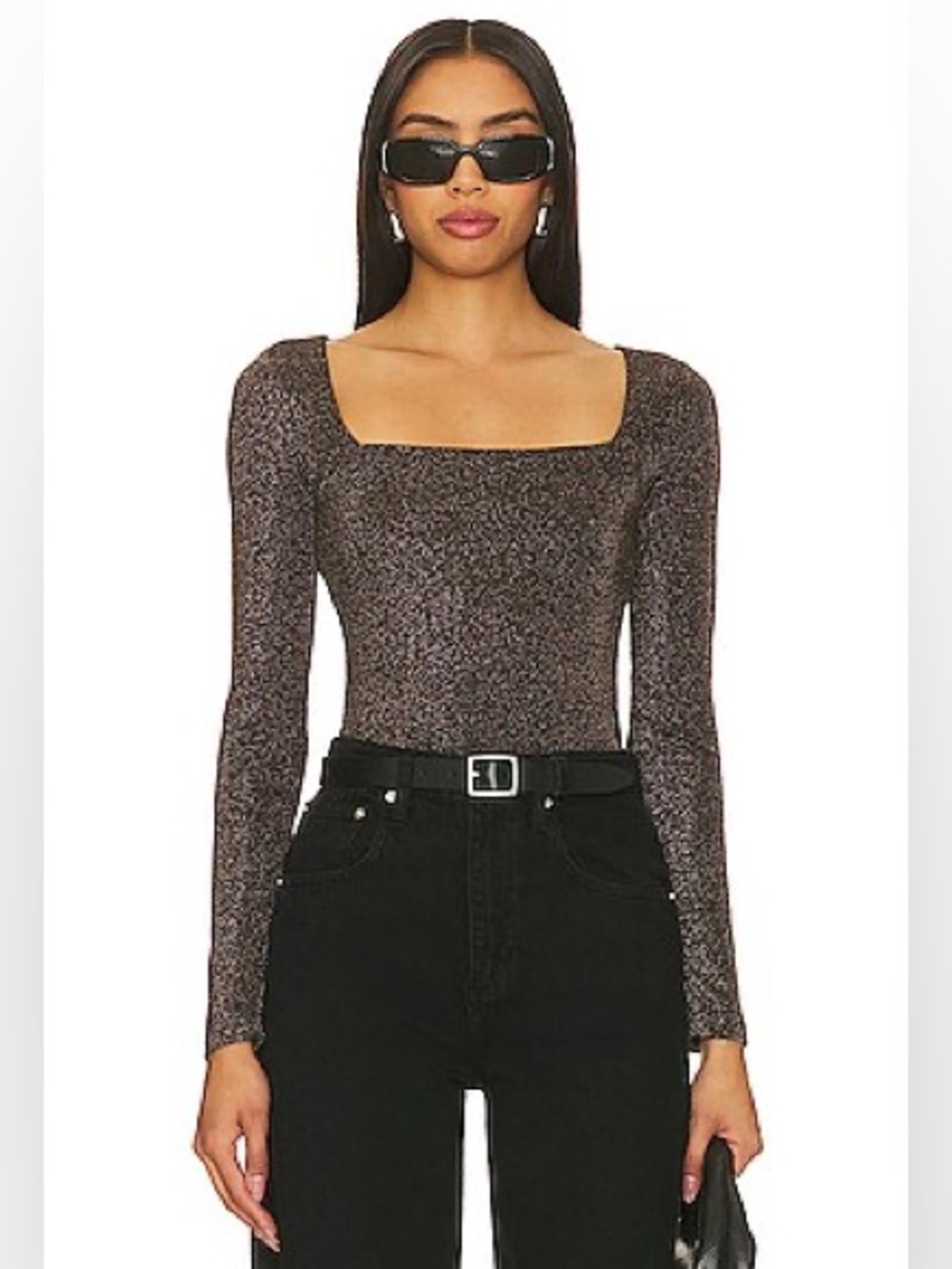 REMI x REVOLVE Black Metallic Theresa Bodysuit NWT 0X Plus Size